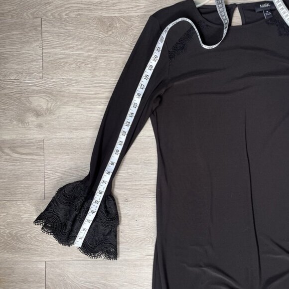 MSK Women's‎ Black Bell Sleeve Lace Formal Mid Dress Medium Loose Fit Wedding - Picture 7 of 7